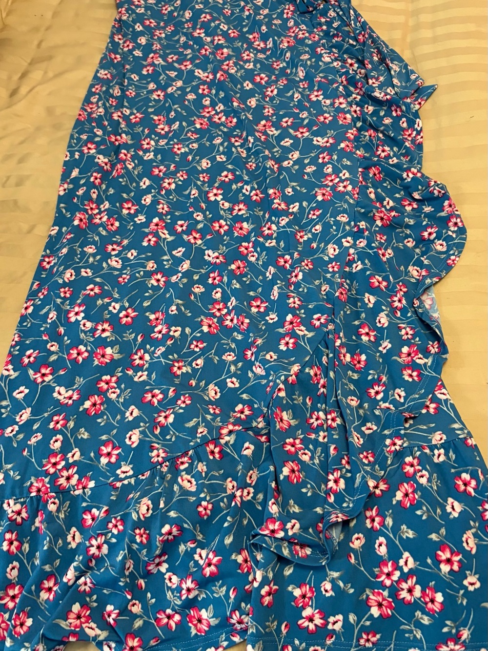 Kaileigh Teal Maxi Skirt with Pink Floral Print